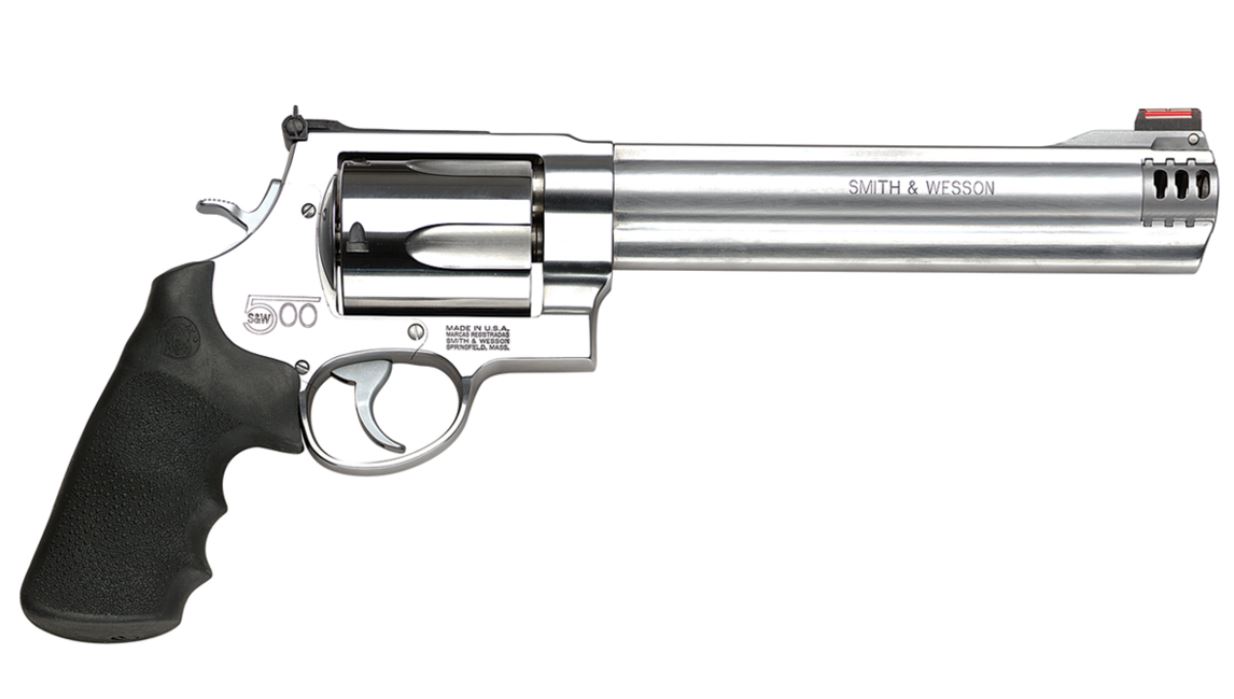  <BODY><P STYLE="FONT-FAMILY:ARIAL;"><P ALIGN="LEFT">		
•	Model: 500</BR>
•	Action: Revolver</BR>
•	Caliber: 500 S&W</BR>
•	Barrel Length: 8.375"</BR>
•	Frame/Material: Stainless</BR>
•	Finish/Color: Stainless</BR>
•	Grips/Stock: Rubber</BR>
•	Capacity: 5Rd</BR>
•	Sights: HiViz</BR>
<H1 STYLE="COLOR:GREEN">$1,229.95</H1></P></BODY></HTML>